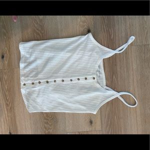 Ribbed button down white tank